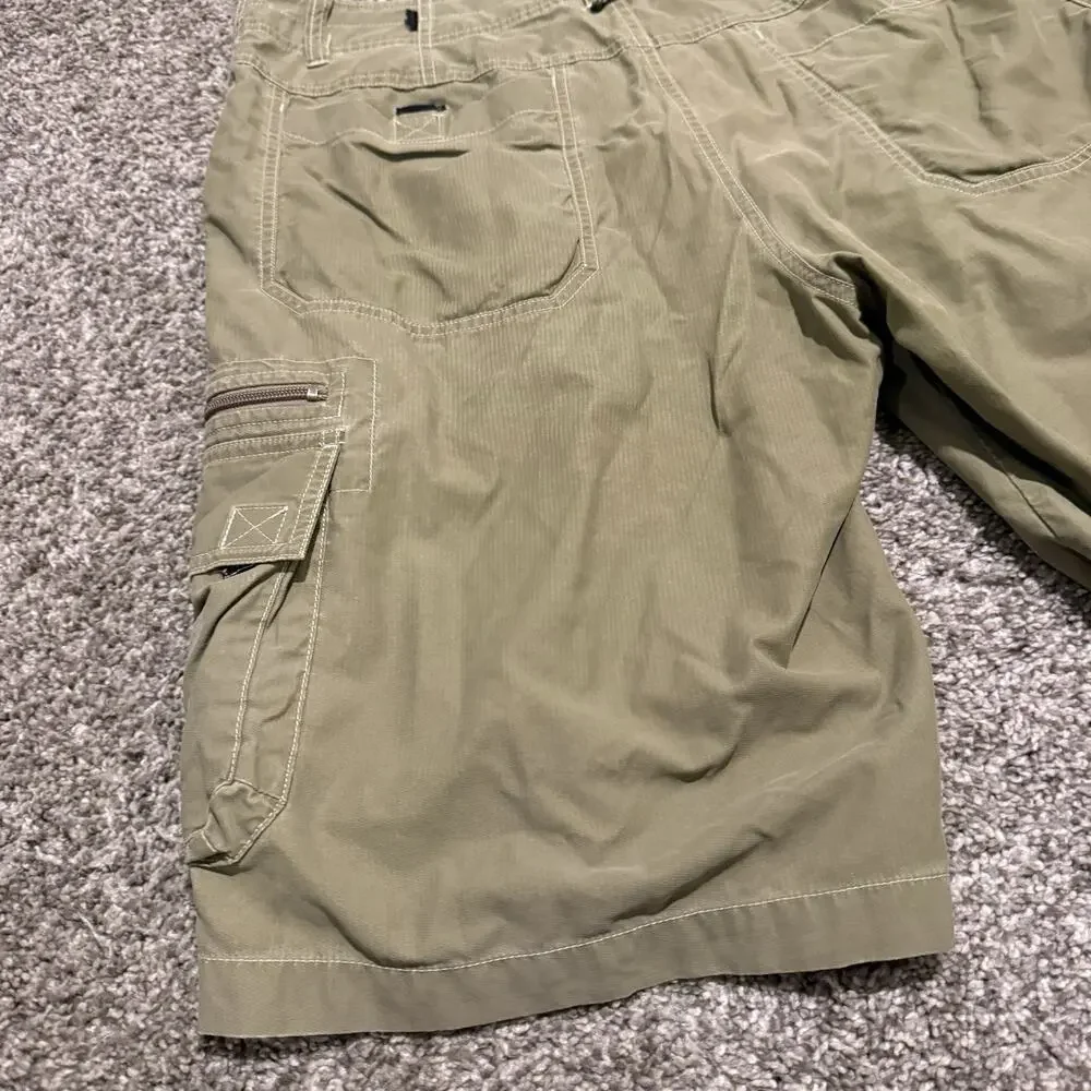 KÜHL Mens XL Khaki Cargo Shorts Ambassador Wornout Hiking Outdoor Utility